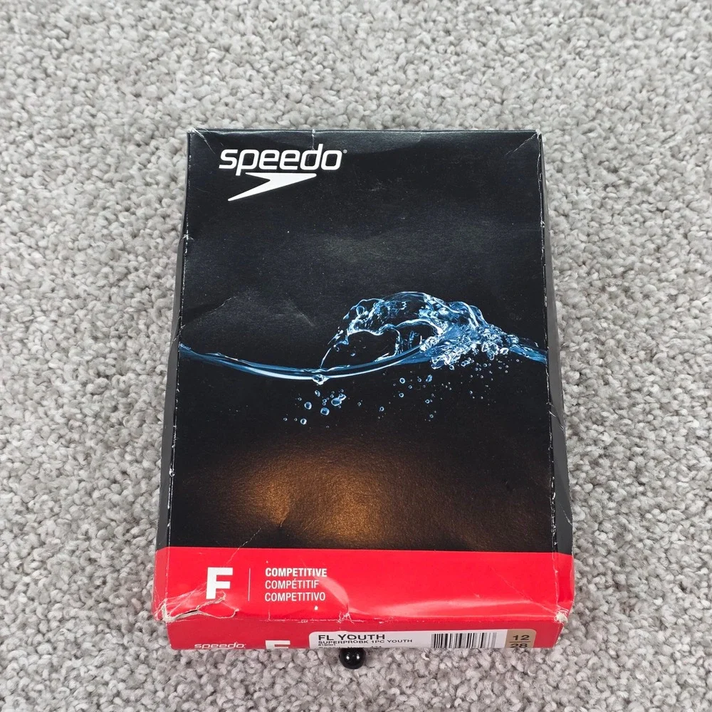 New Speedo Youth‎ Superpro Back 1PC Swimsuit Navy Blue Competitive Swim 12/28
